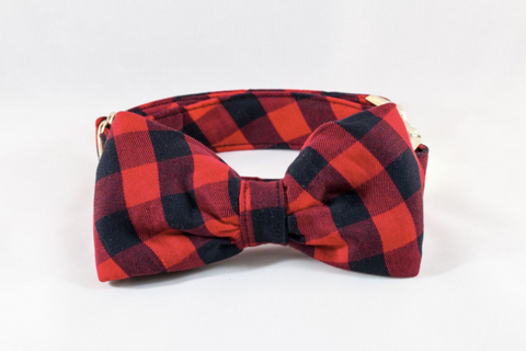 Buffalo Plaid Dog Bow Tie Collar Fall