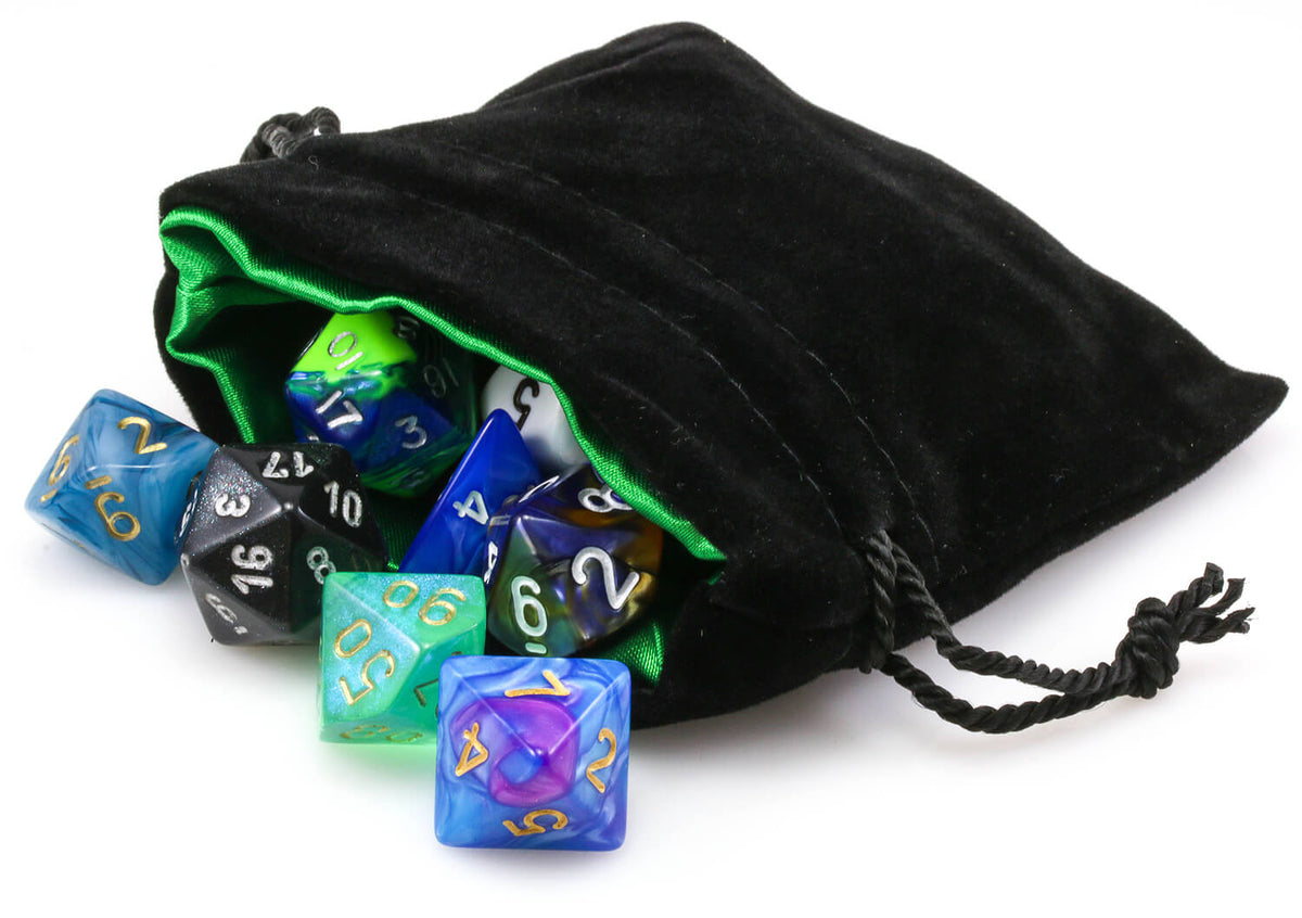 Norse Foundry RPG D20 Blue and Yellow Dice Bag 5 x 7" Velvet Reinforced Satin