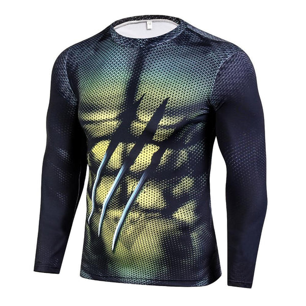 WOLVERINE Long Sleeve Compression Shirt for Men I AM SUPERHERO