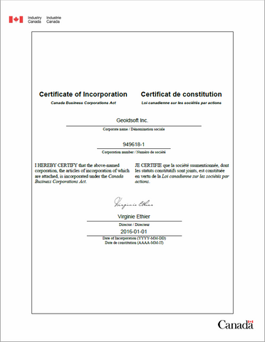 Certificate of Incorporation