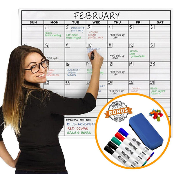 Laminated Jumbo Calendar 36 quot x 48 quot (Monthly) OfficeThink