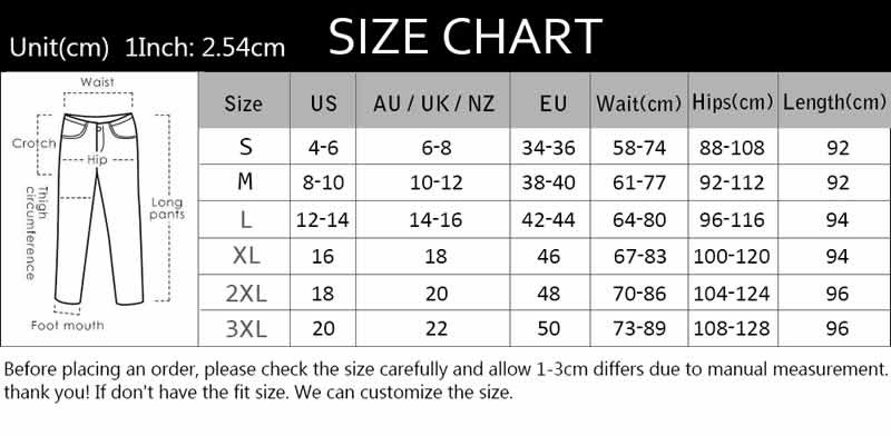 Women's Cellulite Buster Leggings Sizing Guide