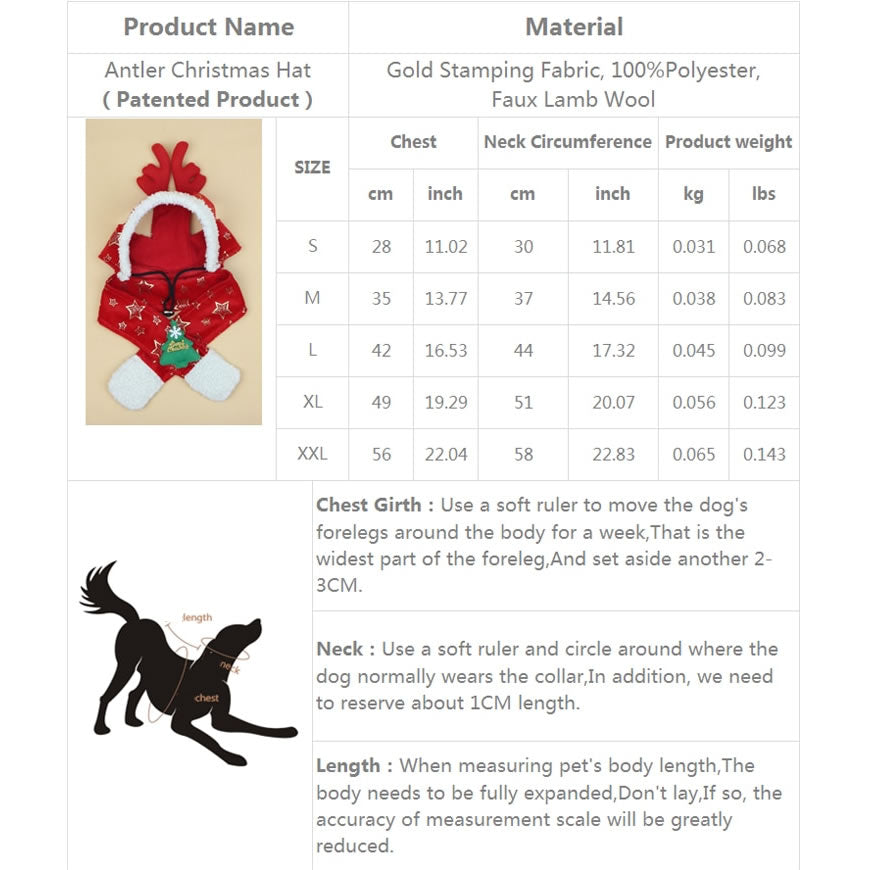 Dog, Cat Sizing Costume Chart