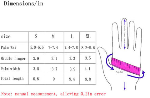 Glove sizing chart