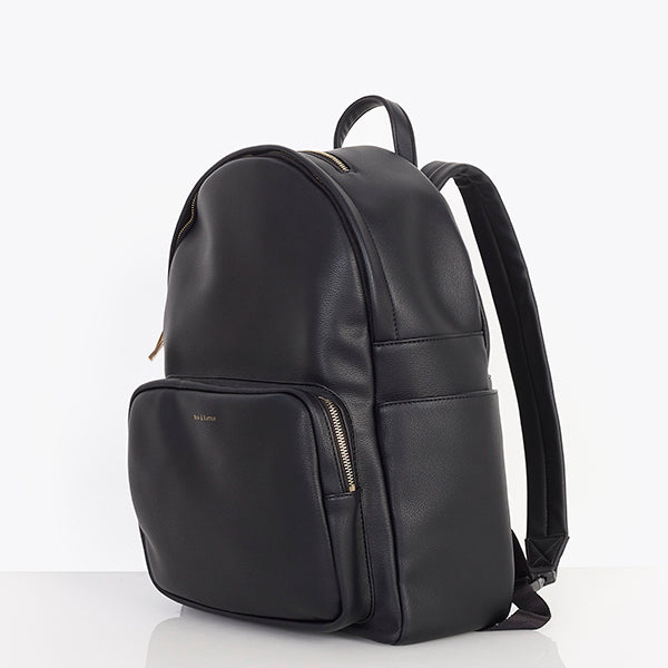 black leather rucksack changing bag