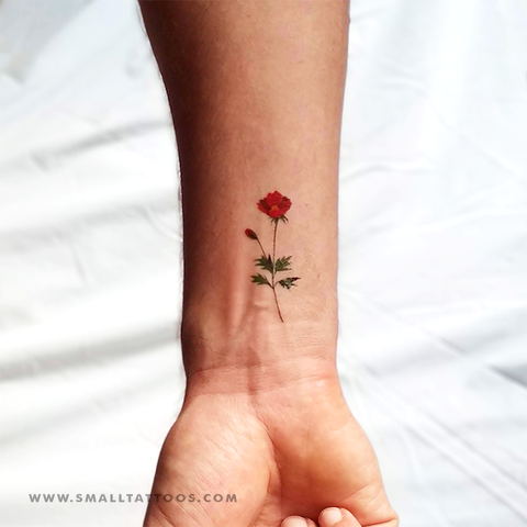 Red chrysanthemum temporary tattoo