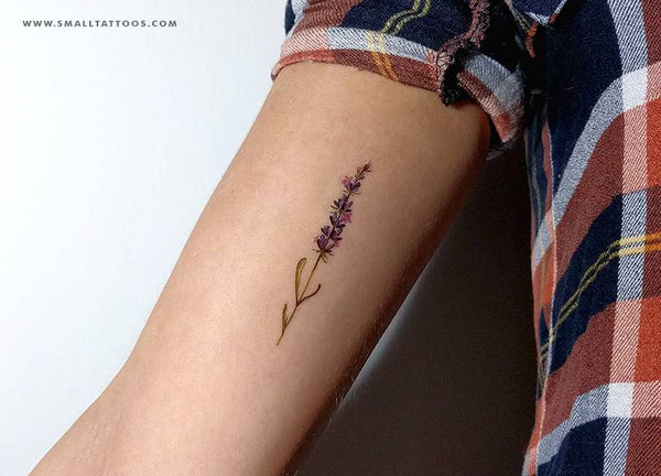 Watercolor lavender temporary tattoo