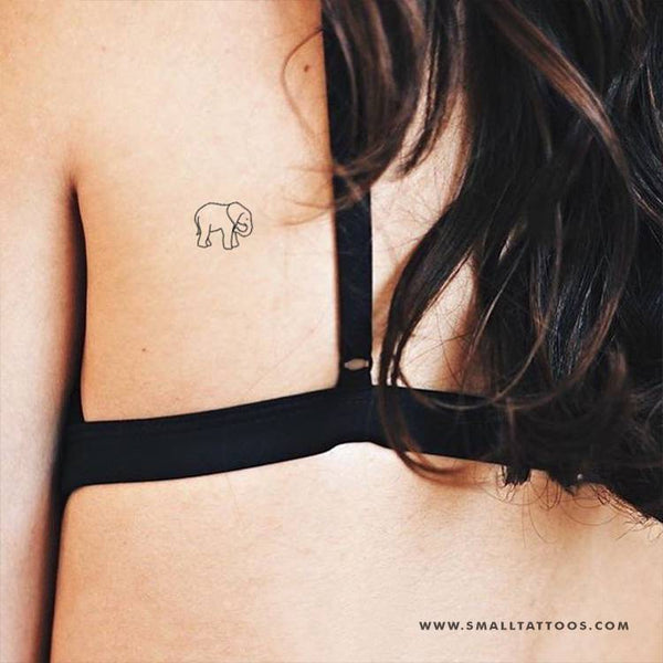 Small fine line elephant temporary tattoo