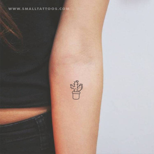 Small minimalist cactus temporary tattoo