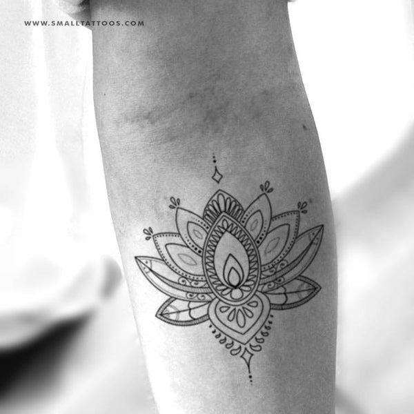 Ornamental lotus flower temporary tattoo