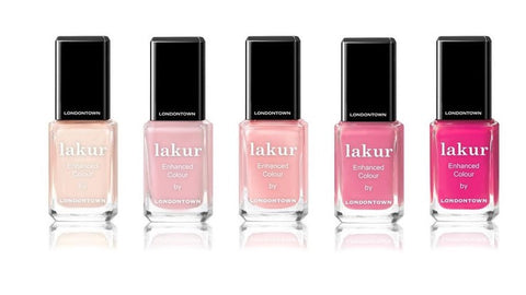 Londontown Lakur Nail Polishes displayed in a line.