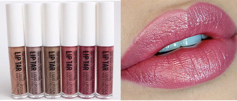 Obsessive Compulsive Cosmetics lipsticks selection and woman's lips with pink lipstick.