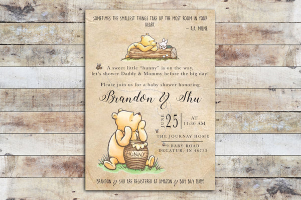 vintage winnie the pooh baby shower invitations