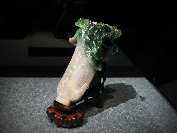 Close up of the Jadeite Cabbage at the National Palace Museum in Taipei, Taiwan