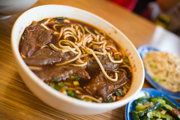 Bowl of delicious beef noodle soup in Taiwan