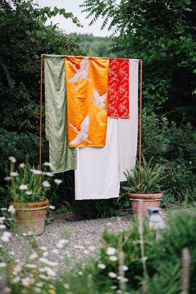 Colorful fabrics draped for an outdoor photographable moment