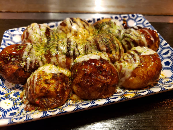 Yummy takoyaki octopus balls on a plate