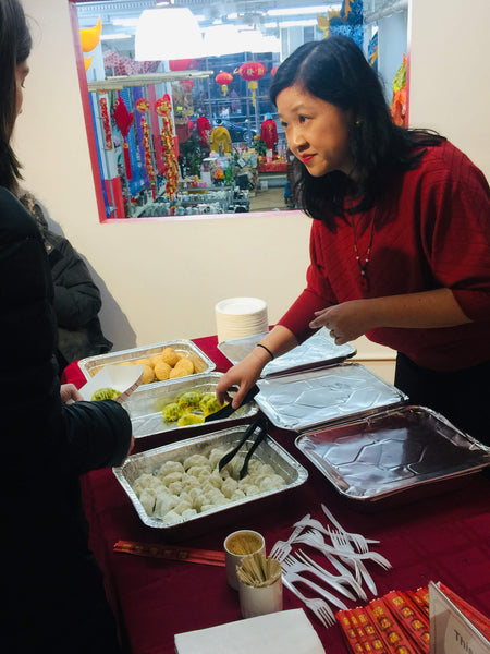 Joanne Kwong serving Jing Fong dim sum to guests