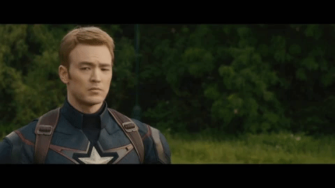 Animated gif of actor John Cho as Captain America
