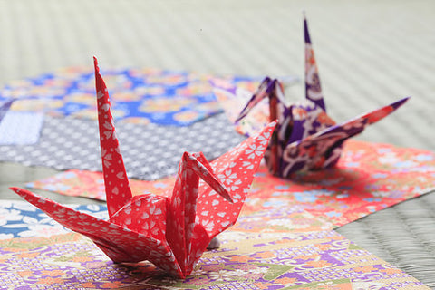 Two beautiful origami cranes