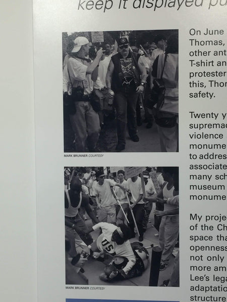 Close up of photos on explanatory board of Monument to Keshia Thomas