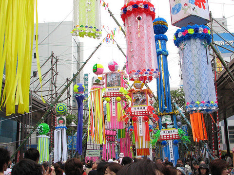 Beautiful hanging Tanabata decorations