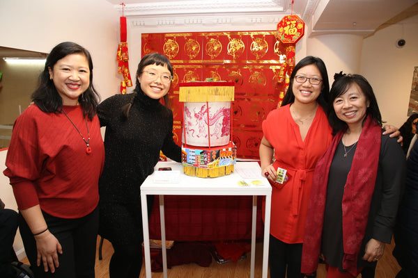 Pearl River president Joanne Kwong, artist Yao Xiao, Think Chinatown founders Yin Kong and Amy Chin with Yao's handpainted lantern