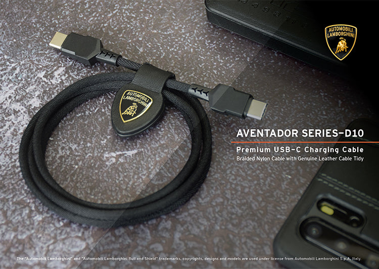 Automobili Lamborghini Aventador D10 Apple MFI Certified Lightning / Type-C Braided Nylon Fast Charging Cable