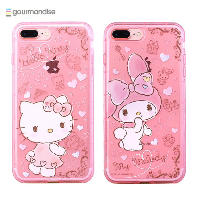 gourmandise Hello Kitty & My Melody Transparent TPU Soft Back Cover Ca