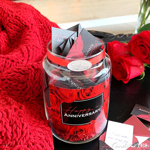 Happy Anniversary Rose Jar of Notes