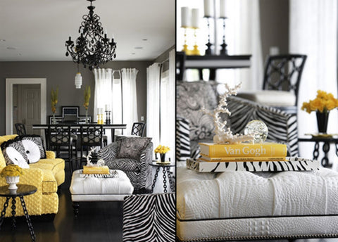 yellow accent decor for grey room