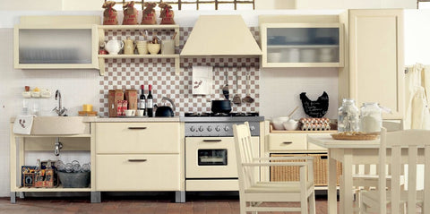 bright, cream, simple country kitchen theme decor ideas