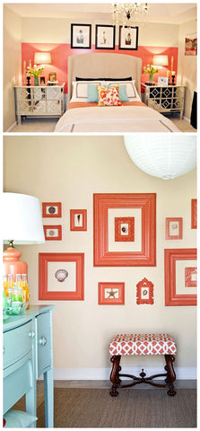 Coral accent decor for beige painted room