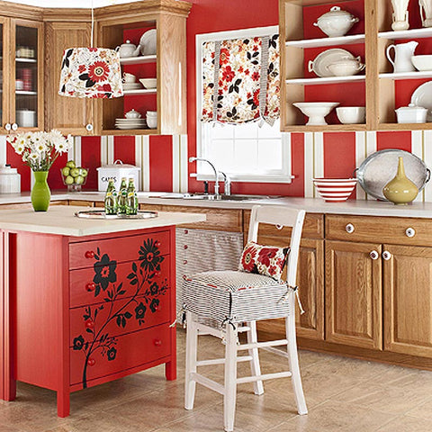 retro with red kitchen decor