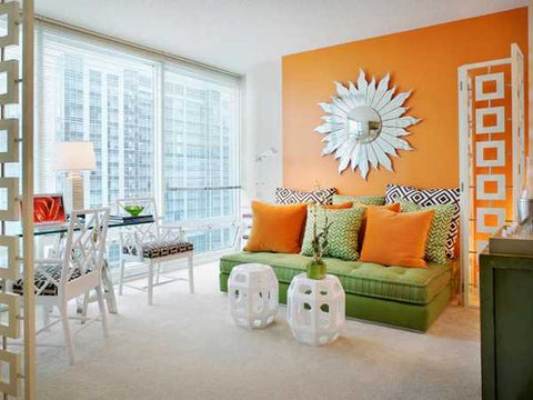 home decor to match orange accent wall