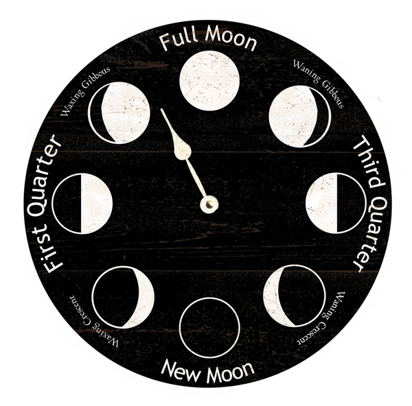 Moon Phase Clock Lunar Phase Clock Black and White Moon Clock Time