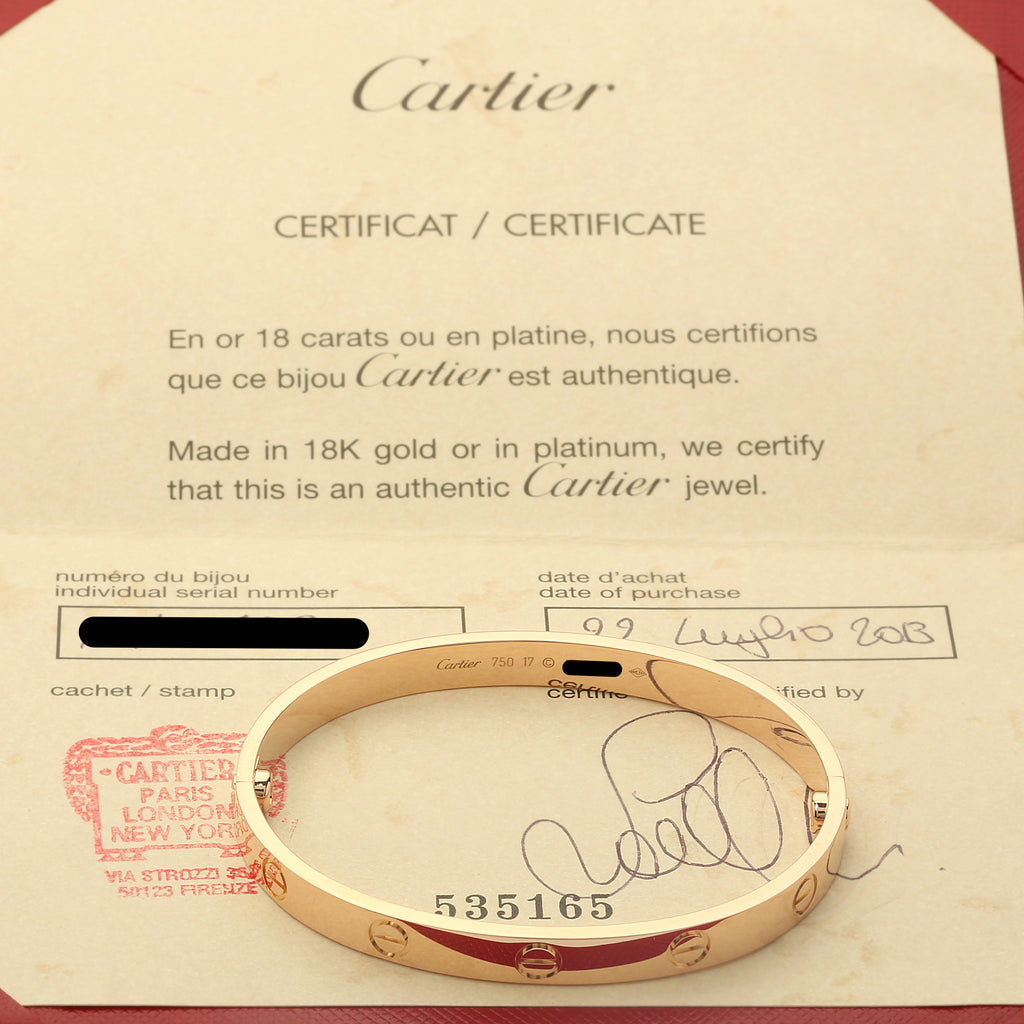 dimensions of cartier love bracelet