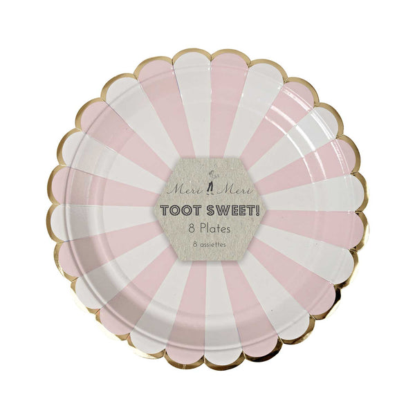 pink and white paper plates