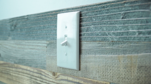 Installing Reclaimed Wood Planks Around Outlets and Light Switches