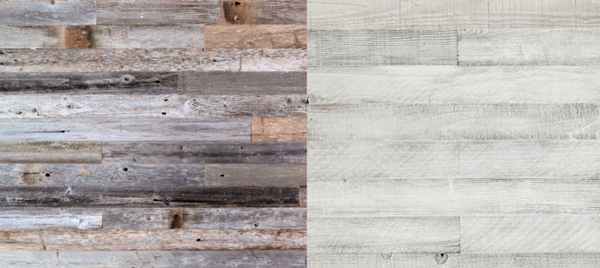 Plank & Mill whitewash reclaimed wood peel and stick wood wall
