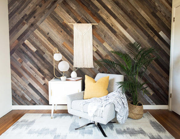 Plank and Mill peel and stick reclaimed wood add style space