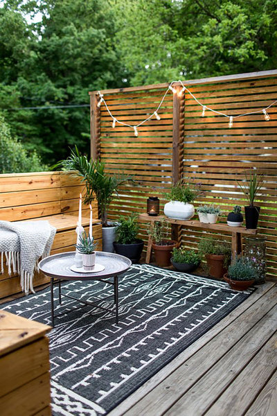 Plank and Mill peel and stick reclaimed wood outdoor space