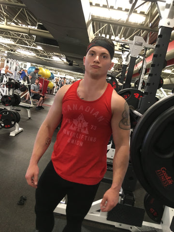 Lifter in Gym Wearing Canadian Powerlifting Union Tank