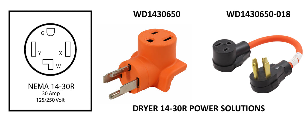 dryer NEMA 1430R, power adapters