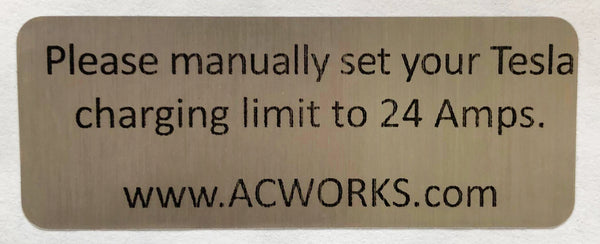AC WORKS™ Manually Set Charging Limits Warning Tag