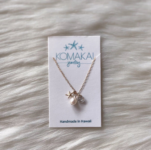 Komakai Jewelry Jewelry Starfish Charm Necklace w/Freshwater Pearl Starfish Necklace | Dainty Gemstone Jewelry | sungkyulgapa sungkyulgapa