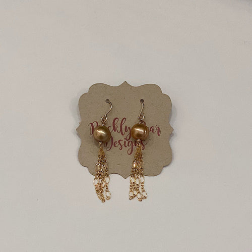 Prickly Pear Designs Jewelry 14k GF Gold Freshwater Pearl Dangle Earrings Freshwater Pearl | Unique Handmade Gemstone Jewelry | Valia Honolu sungkyulgapa