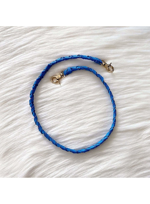 Haru Palette Jewelry Braided Leather Mask Leash in Blue Mask Leash with Chain | Haru Palette at sungkyulgapa sungkyulgapa
