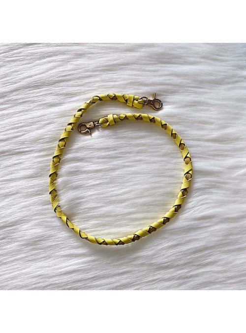 Haru Palette Jewelry Braided Leather Mask Leash in Yellow Mask Leash with Chain | Haru Palette at sungkyulgapa sungkyulgapa