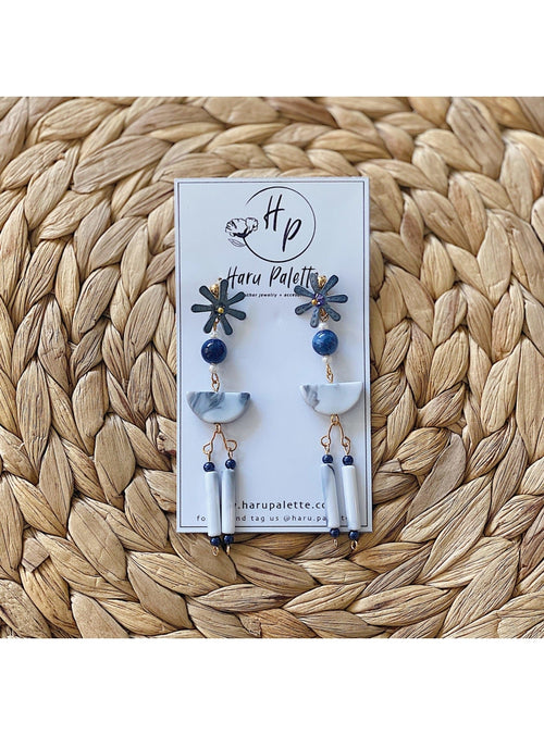 Haru Palette Jewelry Chloe Earrings in Blue Leather Earrings | Unique Round Design | Haru Palette at sungkyulgapa sungkyulgapa